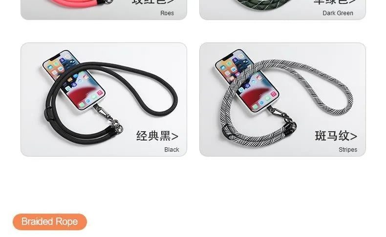 Adjustable Phone Lanyard Detachable Neck Cord Universal Crossbody Strap for Mobile Phone Case Lanyards Thickness 8mm