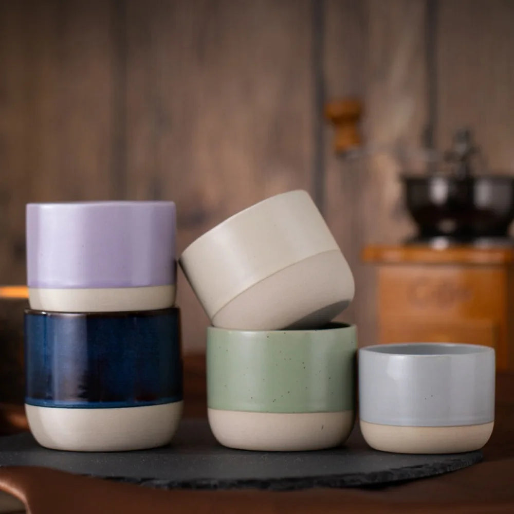 100/180/230ml Ceramic Coffee Cup Handmade Ceramic Round Japanese Tea Cup Easy To Clean BPA Free Suitable for Coffee Latte Tea