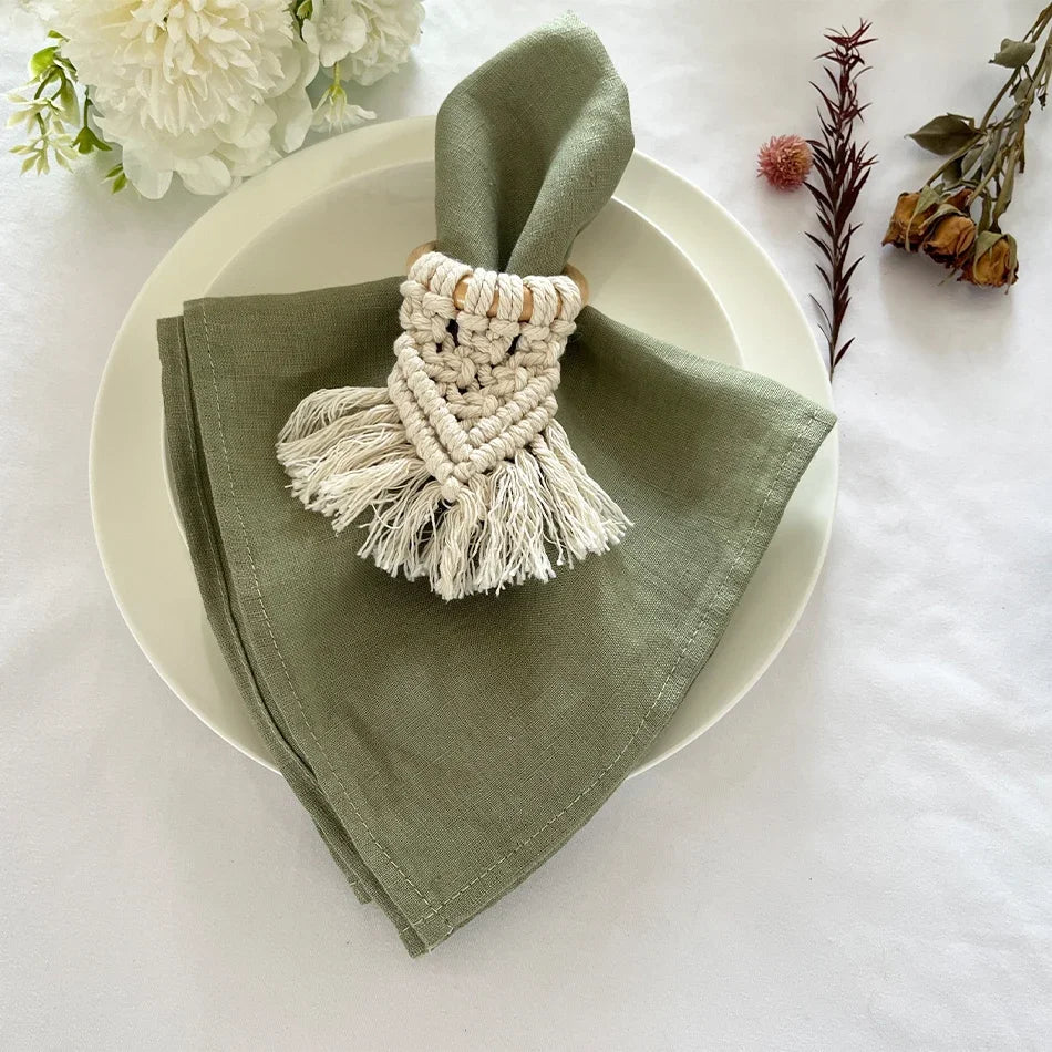 High Quality 100% Linen Napkins Restaurant Wedding Dinner Solid Color Cloth Pure Linen Classical Custom Home Table Napkin