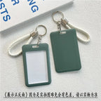 1Pc Solid Color Student Bus ID Card Protective Cover Keyring School Access Door Card Credit Card Holder Bag Set Key Chain