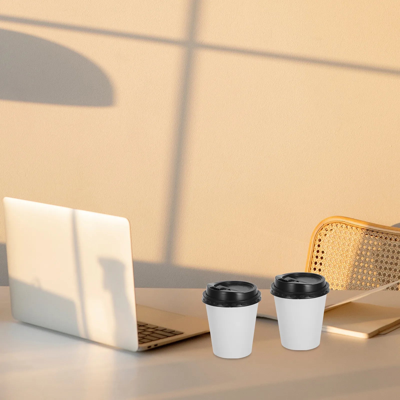 50Pcs Paper Coffee Cups Disposable Takeaway Cups Lid Included 8Oz 280Ml Hot Cold Beverage Insulation Leakproof
