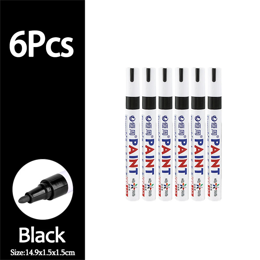 1/3/6/12Pcs Colorful Permanent Paint Marker Waterproof White Markers Tire Tread Rubber Fabric Paint Metal Paint Marker Pens