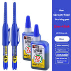 1-12 PCS 45mm Tip Waterproof Long Head Marker Pen Quick-Dry Ink for Woodworking Construction, Deep Hole White Black Red Blue