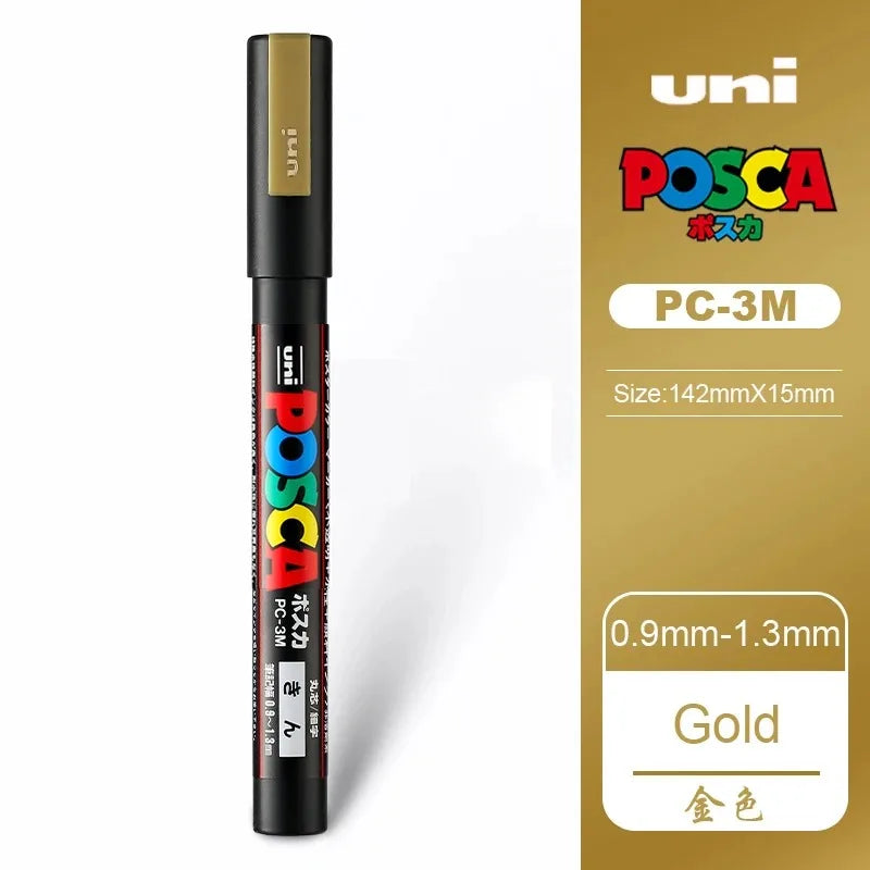 1pcs Japan UNI POSCA Marker Pen PC-1M/3M/5M POP Poster Graffiti Permanent Acrylic Marker White Black Gold Silver Art Supplies