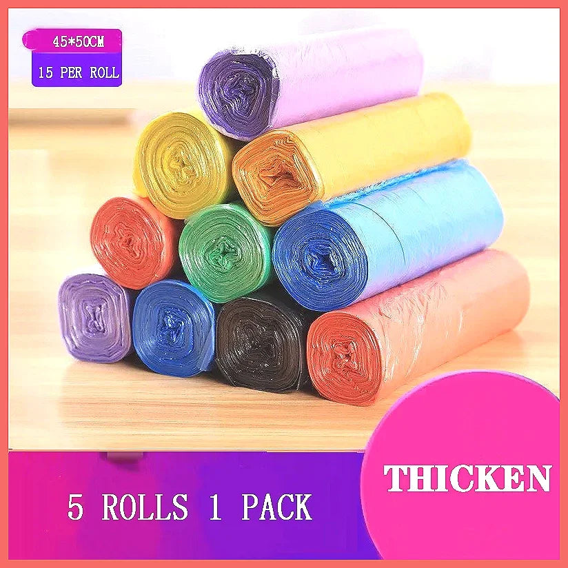 5 Rolls 100Pcs Household Disposable Trash Bags Kitchen Garbage Pouch Cleaning Waste Plastic Bag Storage Strong