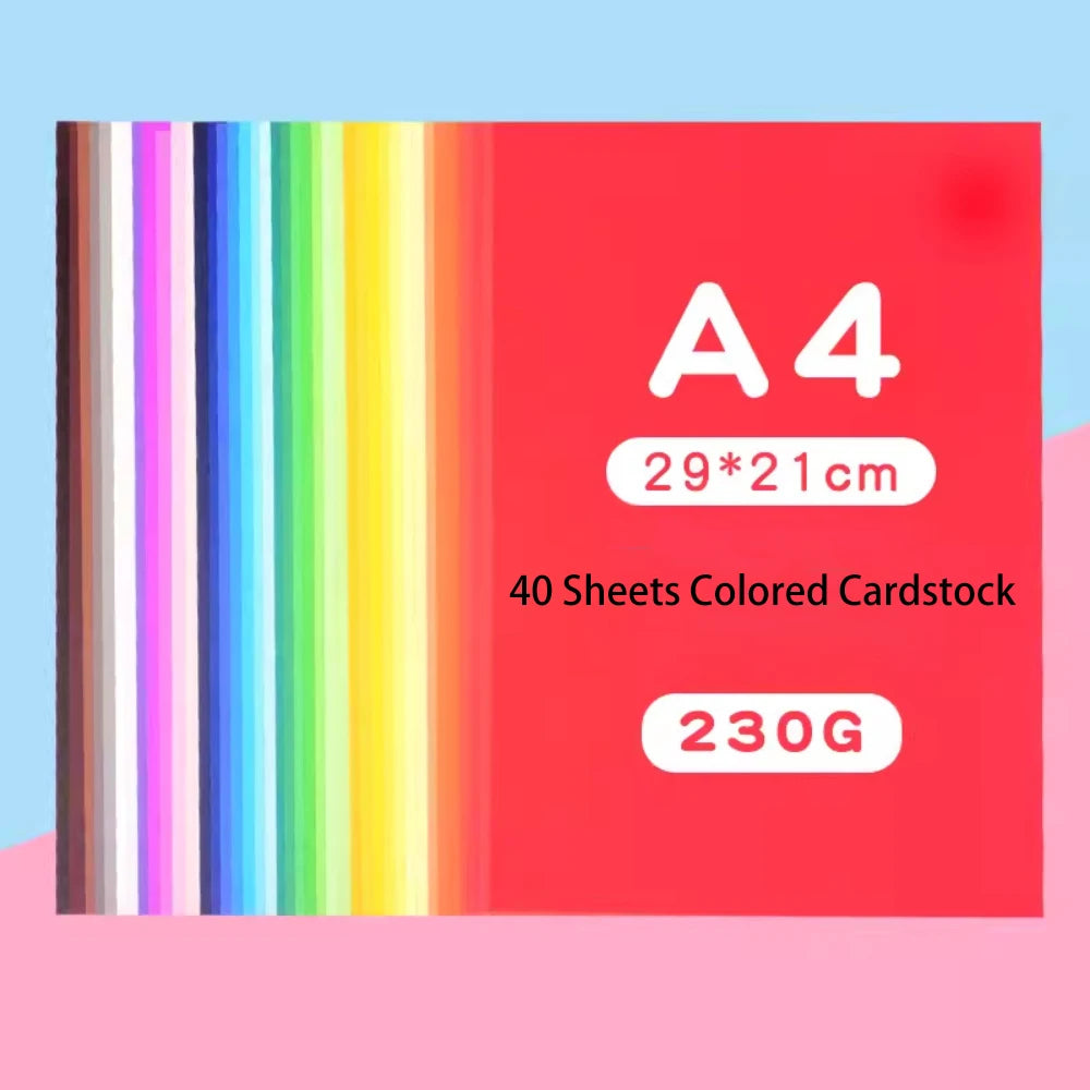 A4 Cardstock 50/40 Sheets Colored Cardstock 50 Colors, 230 gsm Colorful Paper for Card Making, Scrapbooking & DIY Crafts Origami