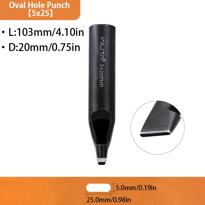 WUTA Basic Series 1pc Leather Belt Hole Puncher Oblong Hollow Punch Oval Flat Punches DIY Craft Tools for Strap Watch Band Bags