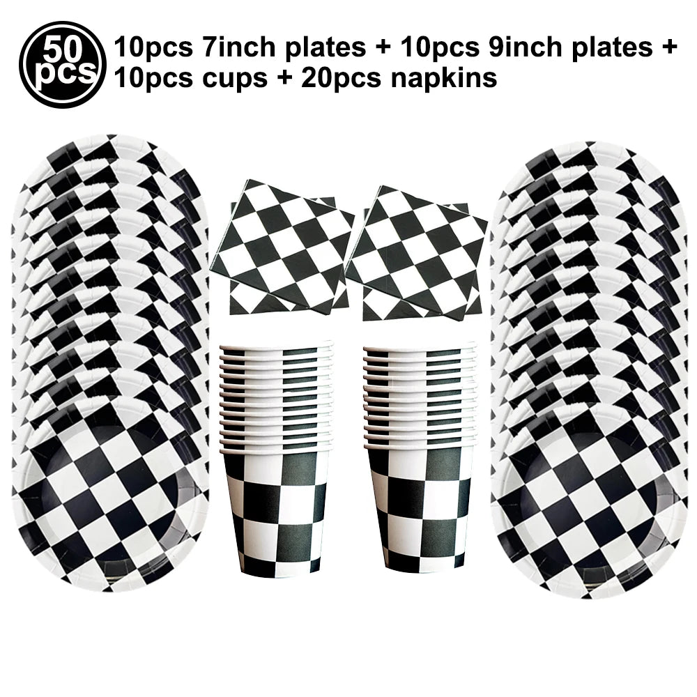 Race Car Party Plates Cup Napkins Race Track Party Supplies Racing Sports Themed Tableware for Kids Boys Birthday Home Decors