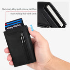 RFID Blocking Pop-up Minimalist Wallet for Men, Luxury Magnetic Leather Credit Card Holder, Unisex Slim Bank Cardholder Purse