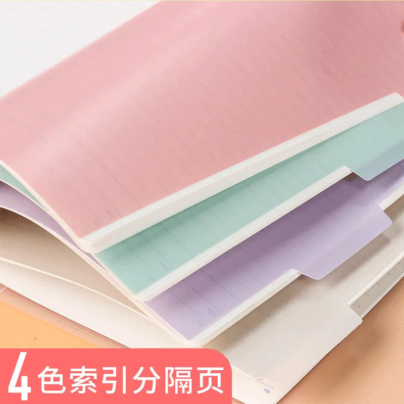 Notebook 4-color Plastic Pp Classification Page B5 Workbook Partition Page A5 Loose-leaf Coil Book Index Tab