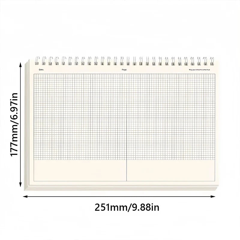 B5 Spiral Multifunctional Notebook Grid/Horizontal Lines Separate the Thick Paper Roll Notepad, Suitable for Planners and Studen