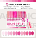 GuangNa 168/12 Colors High Gloss Acrylic Marker Pen Set,Hard Headed Drawing Pens,DIY Graffiti Paint Pen Stationery,GN.586