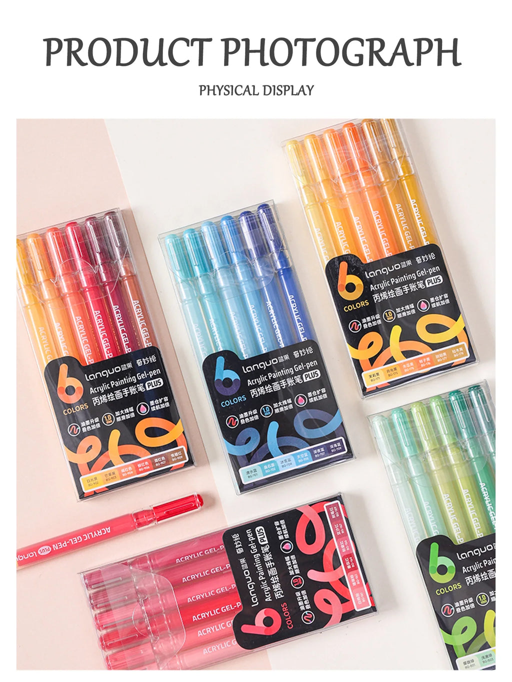 Languo 6/24/36/54/72/90 colors Acrylic Painting Handbook Pens Multi-Color Gel Pen Student Neutral Pen Writing Marker Stationery