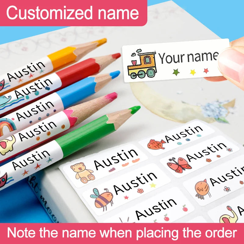 Customized School Name Stickers,Transparent Waterproof Labels for Kids Supplies-Multilingual Design,DIY Crafts Personalization‌