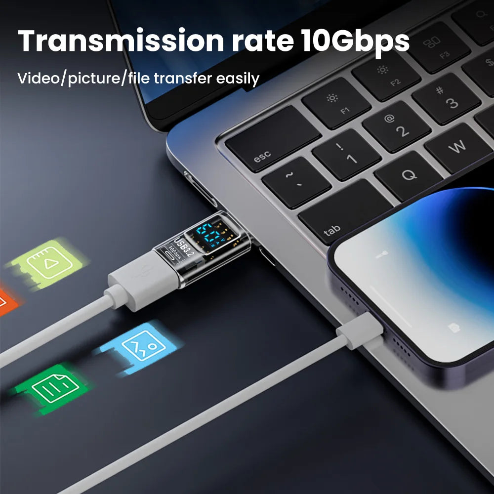 Digital Display USB3.2 Adapter USB A To Type C Adapter Data Transfer 60w Fast Charging USB C Converter For PC iphone15 Samsung