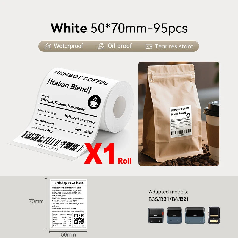 Large Size Labels for Niimbot B4 Portable 4inch Label Printer Shipping Barcode Tag Self-adhesive Stickers for Small Bussiness