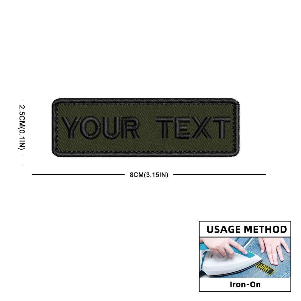 Custom Personalized Name Number Patch Stripes Badge Tags Different Sizes Iron On Or Hook Loop Embroidered Military Green Patches