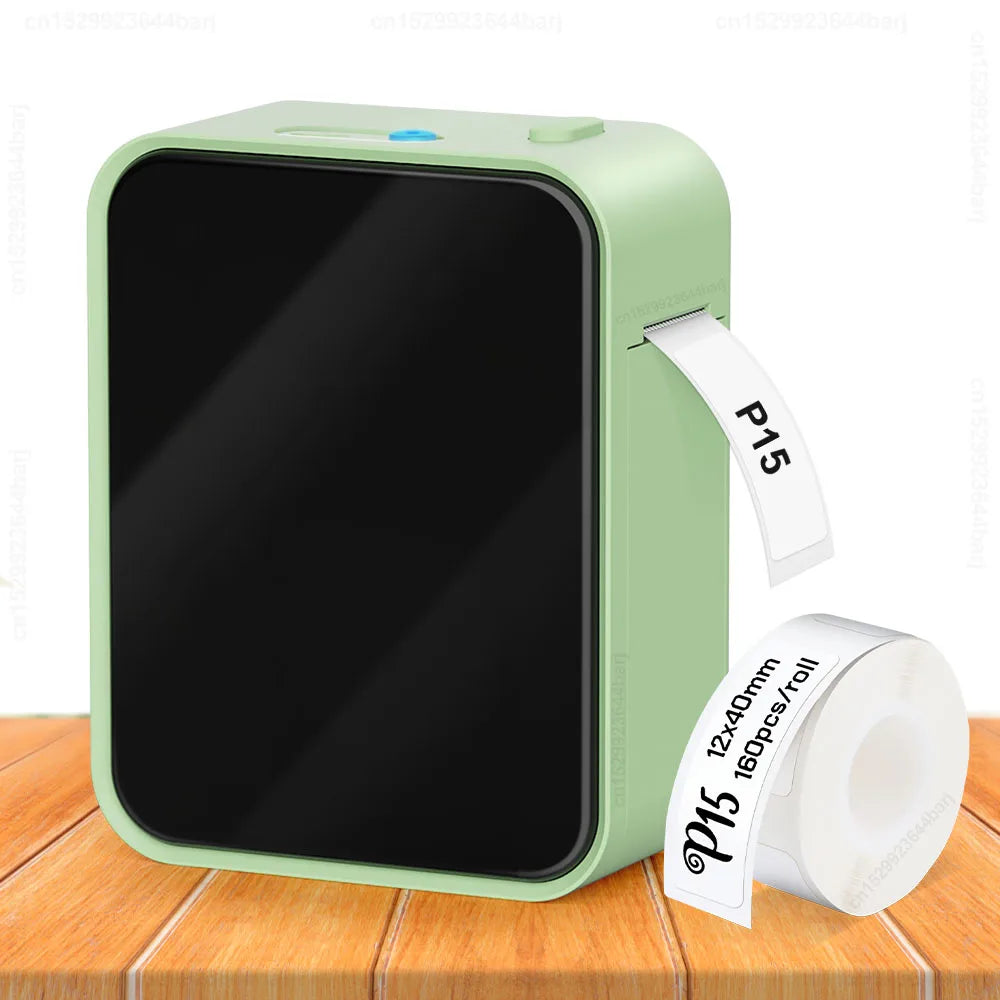 Portable Label Maker P15 Adhesive Thermal Label Printer Wireless Bluetooth Sticker Printer with P15 Self-adhesive Label Paper