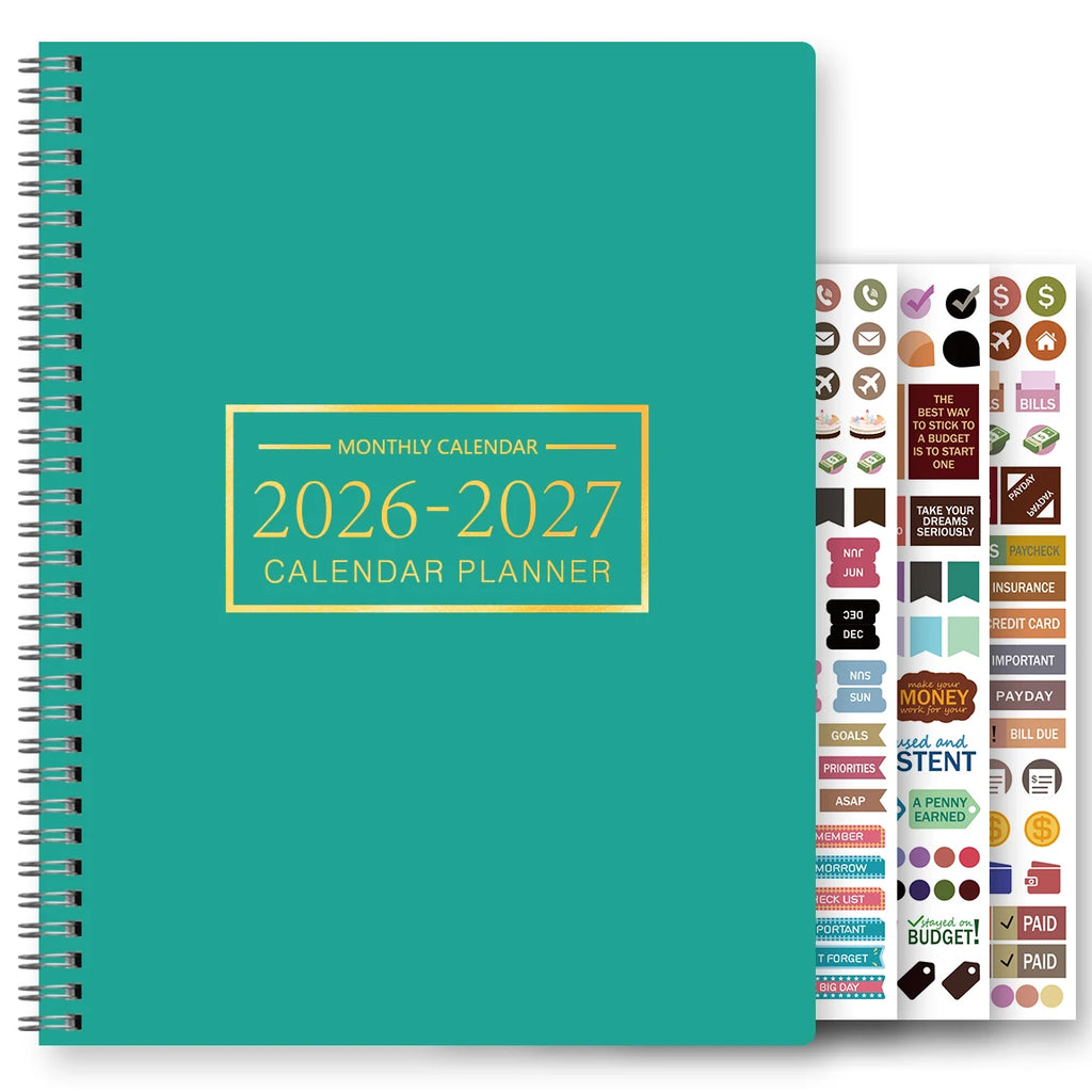 1Pc A4 Monthly Planner and Calendar Book 2 Year Monthly, Large Grid Monthly Organizer with Notes Pages, with 3 Stickers