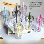 450ML Summer High-value Milk Tea Straw Plastic Cup Transparent Multi-color Thickened Coffee Cup Office Water Cup