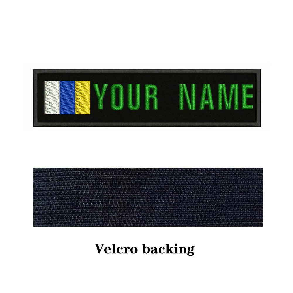 Canary Islands Flag 10X2.5cm Embroidery Custom Name Text Patch Stripes Badge Iron On Or  Patches