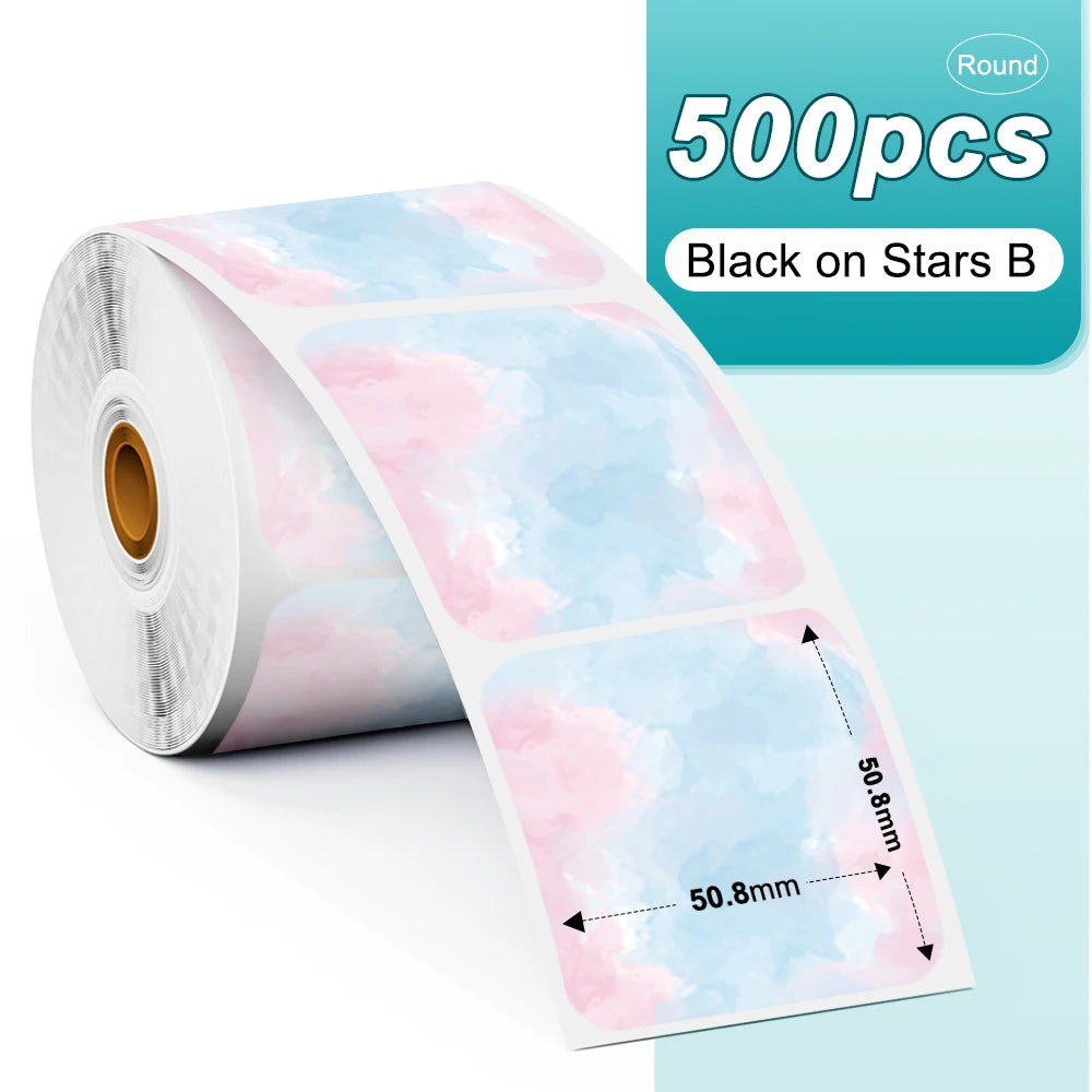 Phomemo PM241 Shipping Printer Label Sticker Round Paper Square Label Rainbow Color for DIY Logo Design Small Business Adress