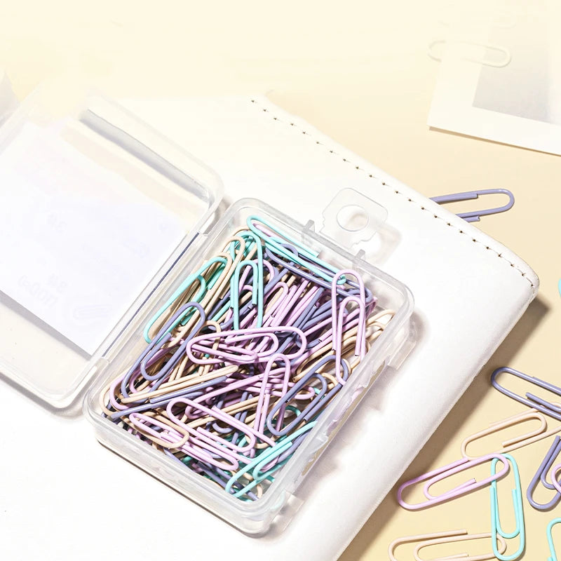 DELI Macaron Color Paper Clips 100pcs Round Shape Decorative Clip Pastel Office Supplies for School Document Organization