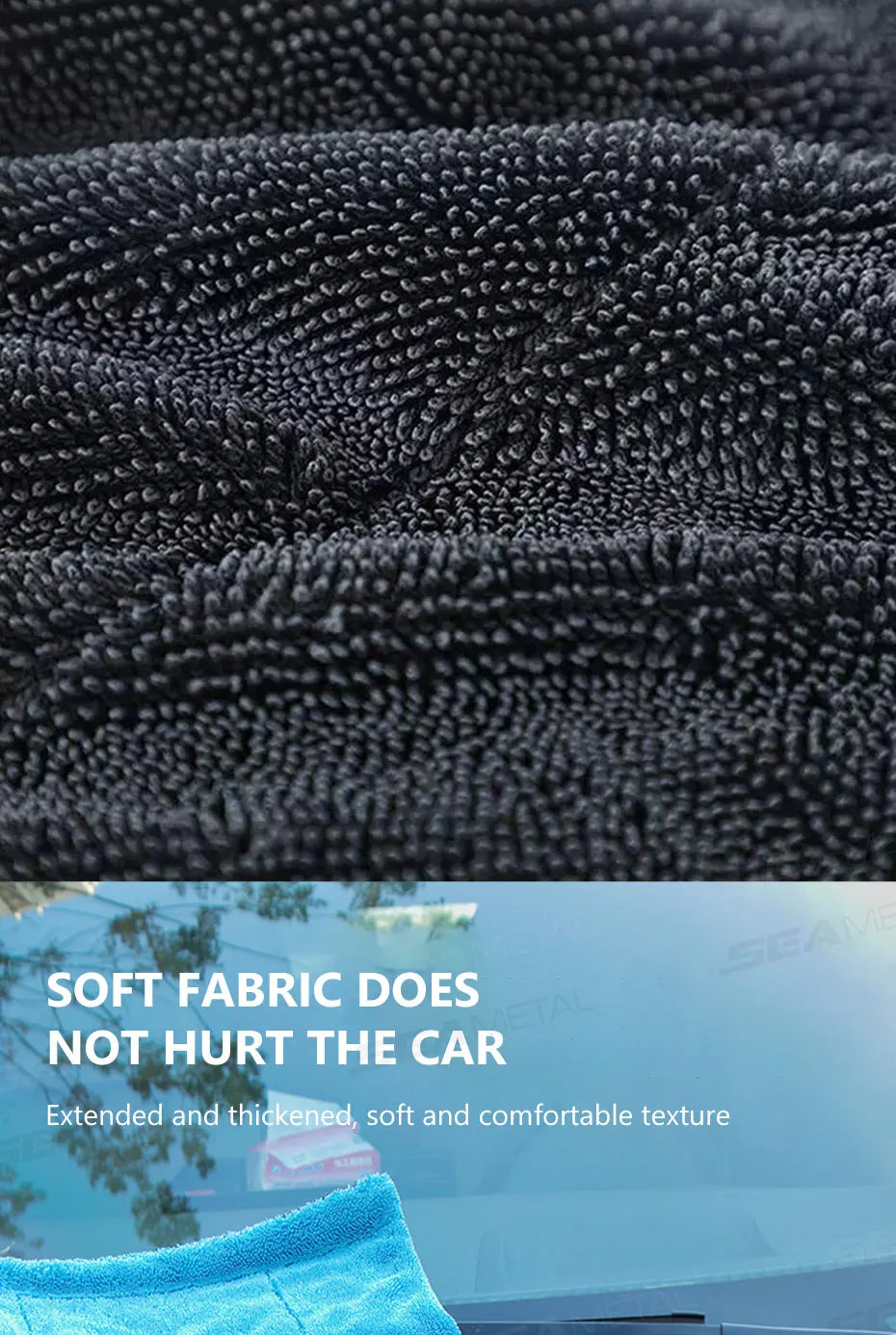 SEAMETAL Heavy-Duty Car Towel 1200GSM Super-Absorption Microfiber Drying Cloth Ultra-Soft Scratch-Free Car Detailing Towel