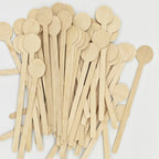 100 Pcs Wooden Coffee Stirrer Sticks Round Head Biodegradable Hot/Cold Drinking Stir Popsicle Disposable Coffee Swizzle Stick