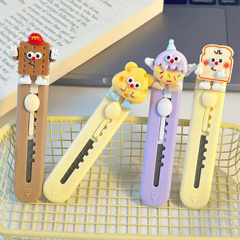 1 Pcs Cute Cartoon Alloy Mini Portalble Utility Knife Cutter Letter Envelope Opener Mail Knife School Office Supplies