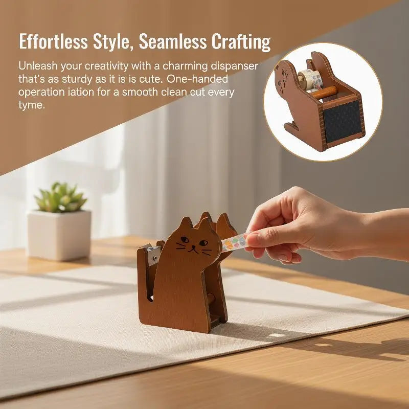 Whale Design Ergonomic Tape Holder For Office Home School Wooden Tape Cutter Desktop Tape Dispenser Animal Shaped Squirrel