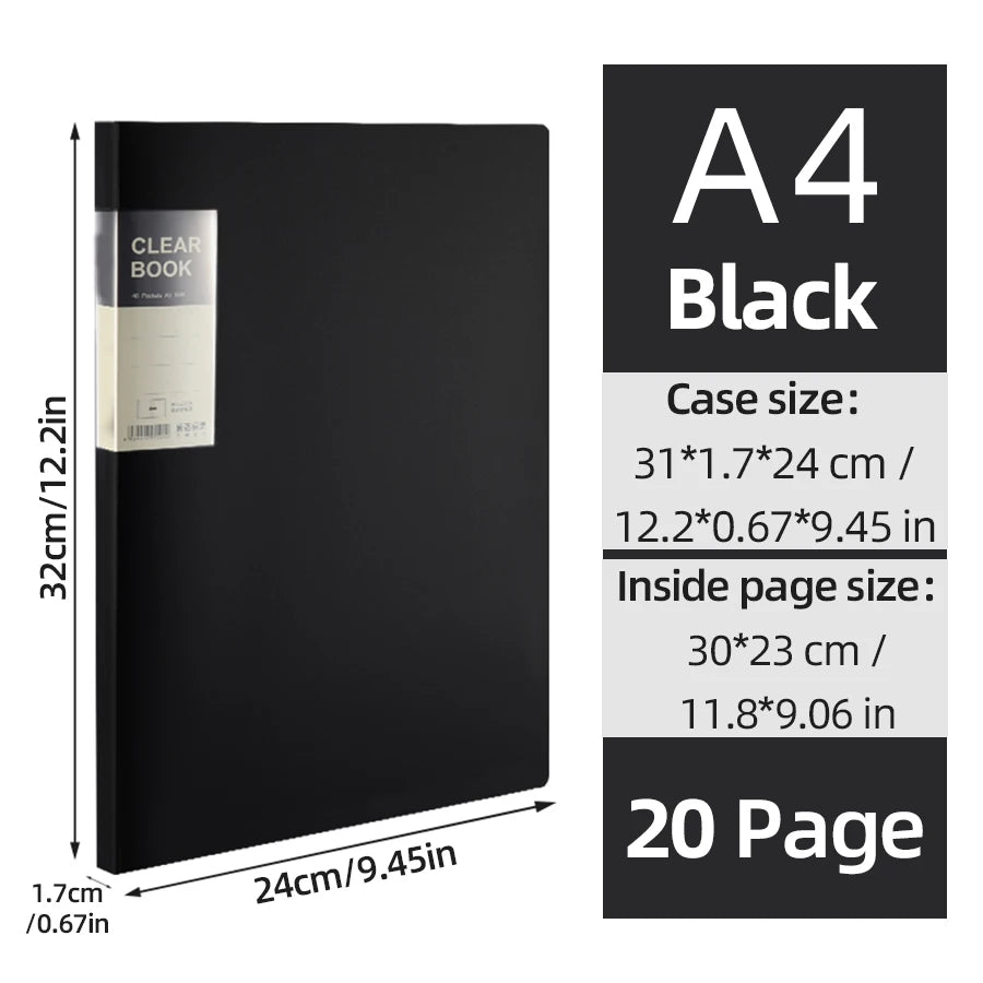 A4 Side-Loading Document Folder Multi-Layer Transparent  Organizer Paper Holder Sheet Music Binder with Dividers 20/30/40/60Page