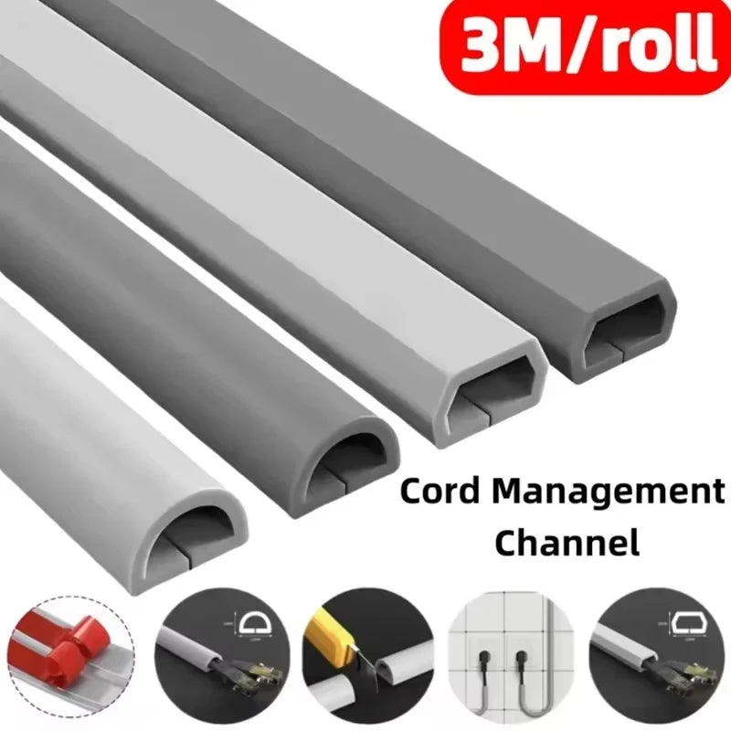 1PC 3/5M Self-Adhesive PVC Cable Management Strip Decorative Wire Protection Strip Suitable for Covering Wires on Walls Floors