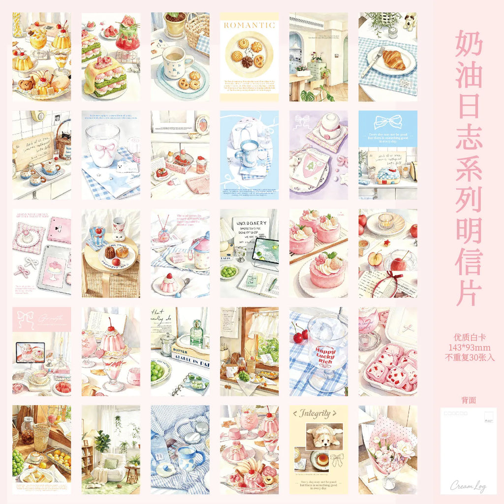 30sheets Kawaii Cartoon Animal Diary Illustration Commemorative Card Postcard Handmade Scrapbooking Material Card Paper