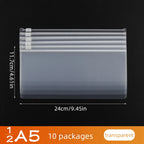 10PCS A4A5A6 Exam Mesh Zipper Bag Student Office Simple Large Capacity Transparent Document Bags
