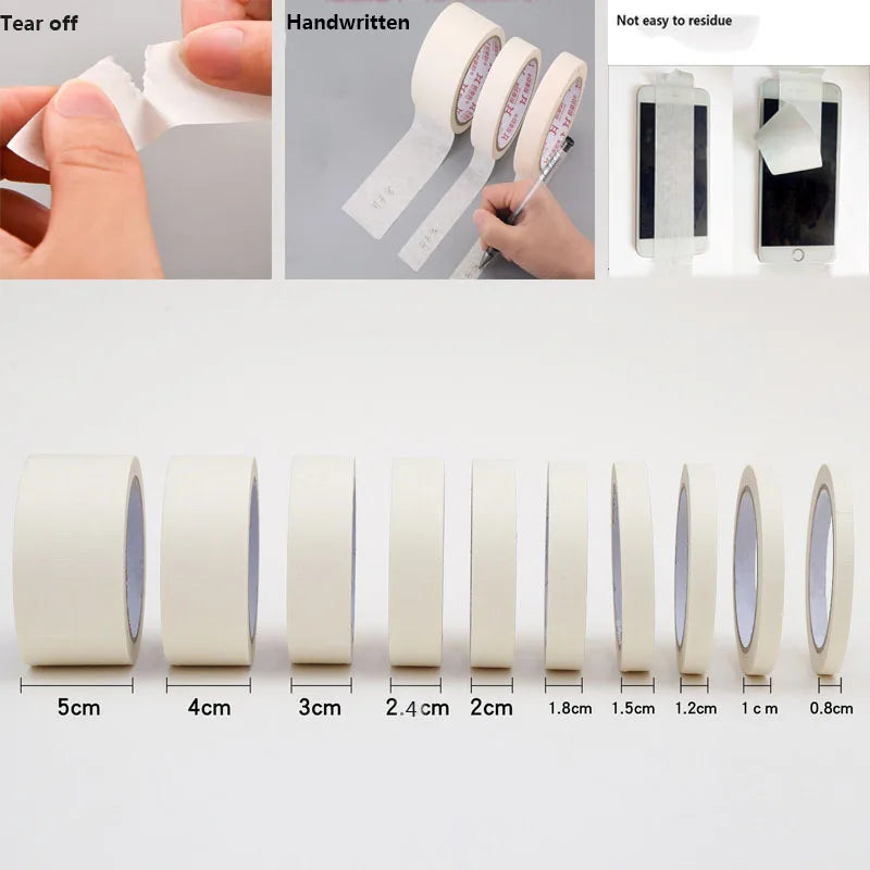 Masking Tape White Color  Sealing Self Adhesive Tape Car Painting Shelter Decoration Paper Tape Waterproof 20m / roll