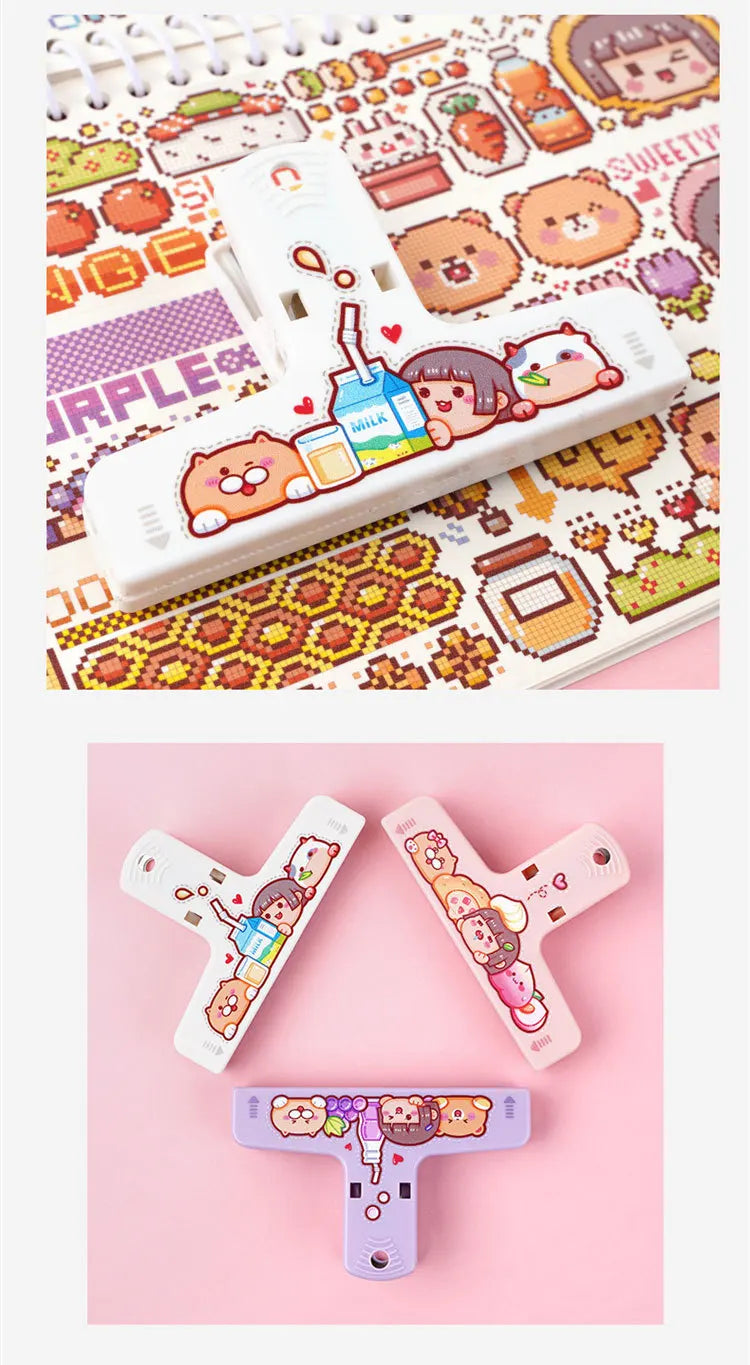 Cute Cartoon ABS Paper Clipper Bookmark Binder Multicolor Office Accessories Document Clip School Supplies Kawaii Stationery