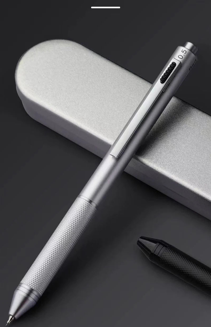 4 In 1 Multifunction Luxury Pen, 0.7mm 3 Color Ballpoint 0.5mm Mechanical Pencil, Gravity Sensor Metal Retractable Pens Długopis