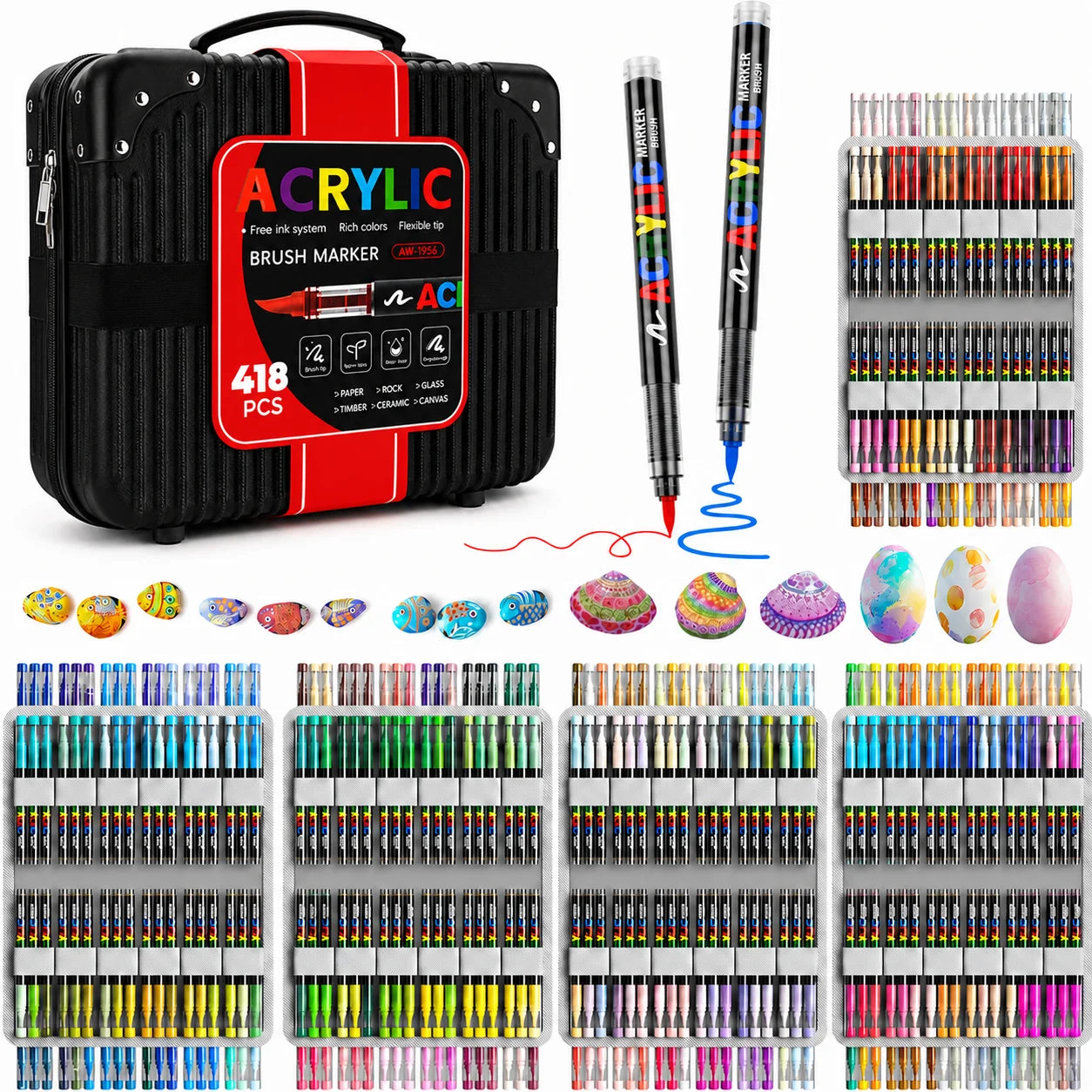 12-366 Colors Acrylic Marker Set Waterproof Acrylic Brush Marker Professional Acrylic Painting Marker DIY Art Supplies