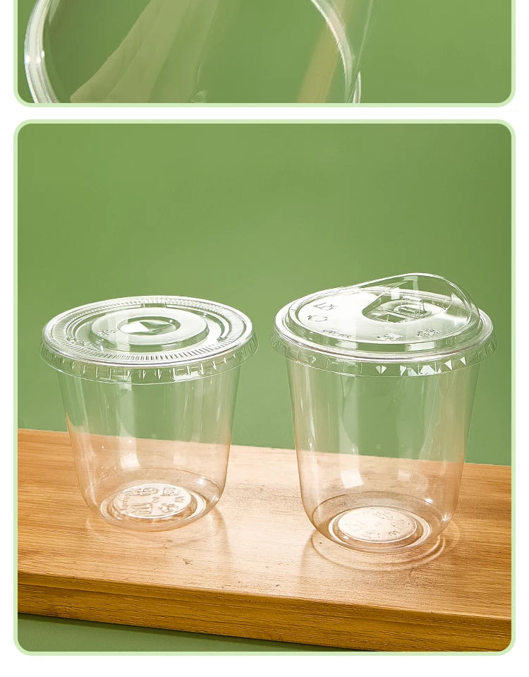 U Shaped Disposable Cold Drinks Plastic Cup 90 Caliber PET Material Transparent Coffee Cups with Lid Sealed Milk Tea Tumbler