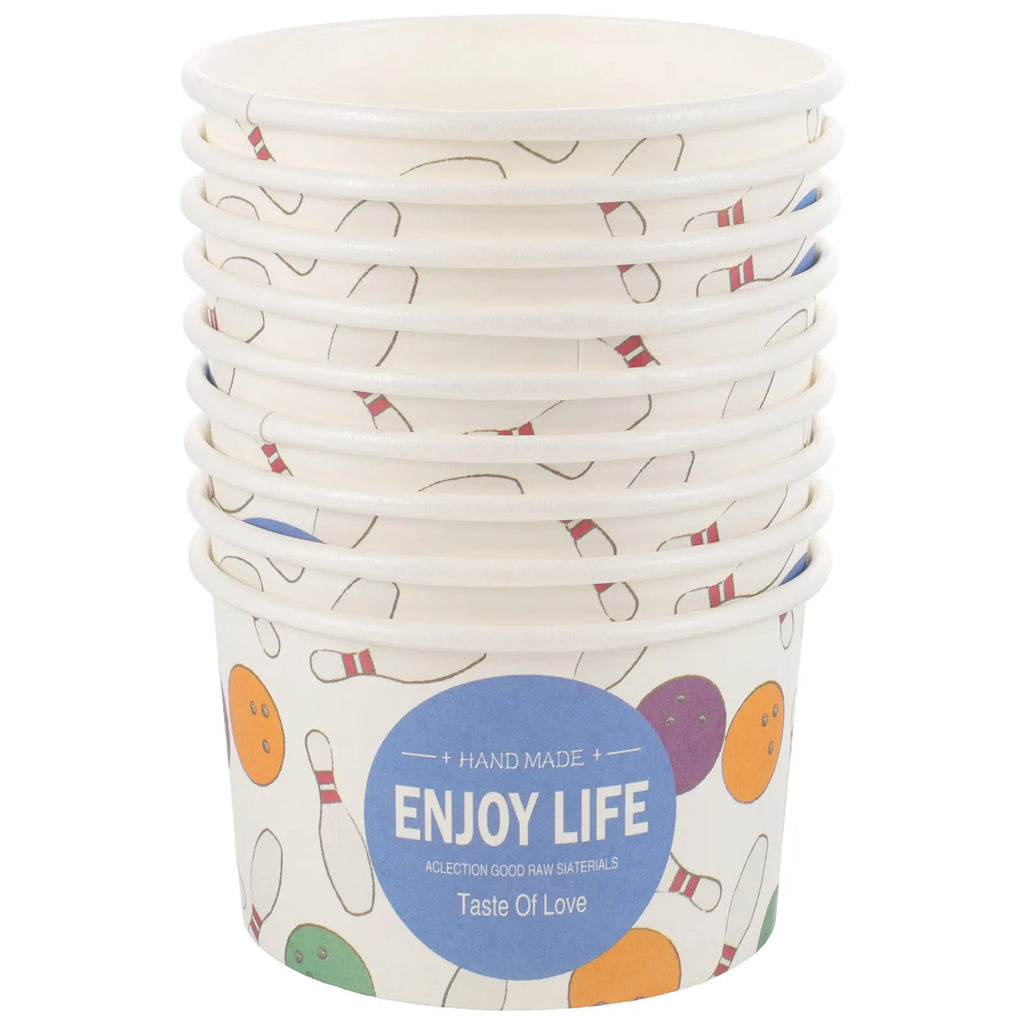 50Pcs Ice Cream Paper Cups Disposable Party Dessert Containers Sturdy Reinforced Rim for Outdoor Camping Snacks