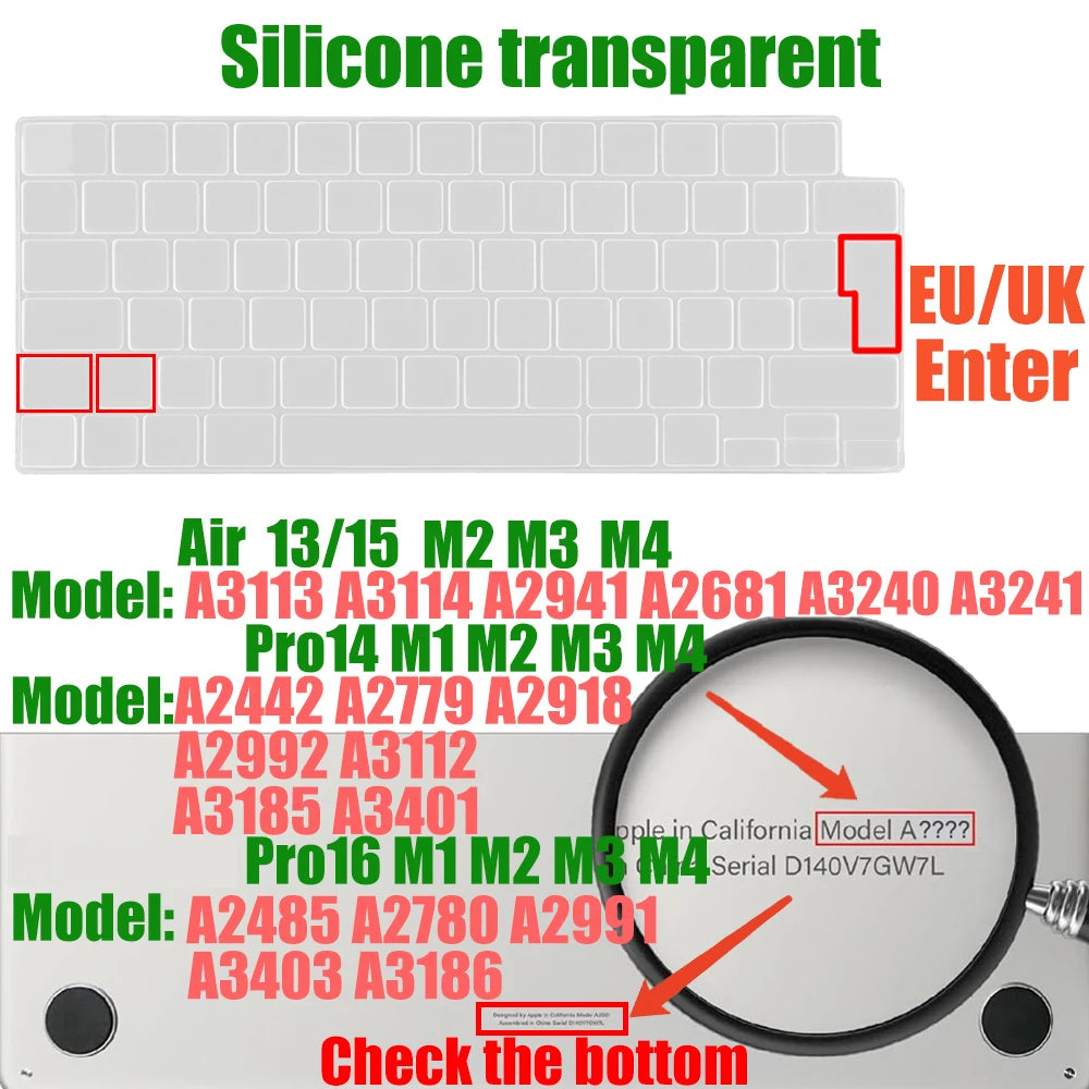 Multi-Language Keyboard Protector Compatible with for MacBook Air/Pro M5-M4 A2779,A3434,A3241 | Arabic, FR, RU, ES, IT Layouts