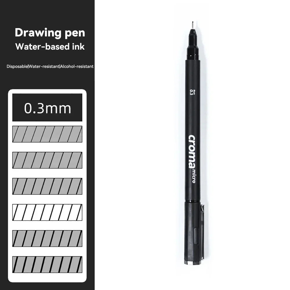 Pigment Liner Pigma Pen 0.1mm/0.03mm/0.05mm/0.5mm/1mm Different Tip Black Fineliner for Sketching Drawing Micron Ink Marker Pen