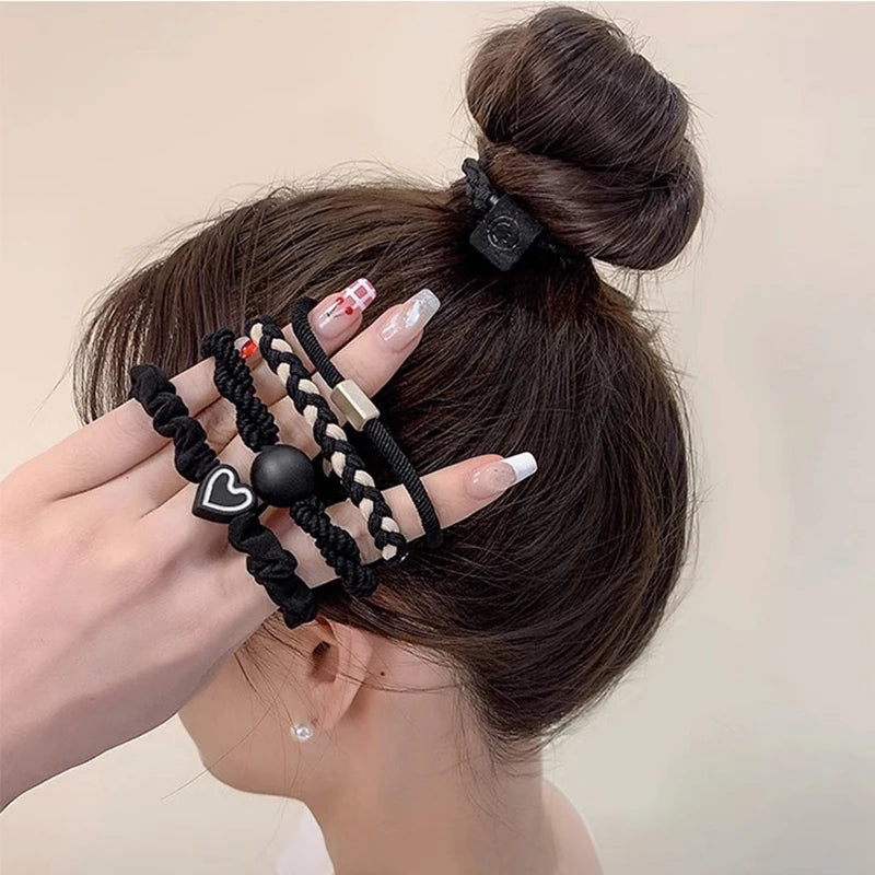 5pcs/20pcs Highly Elastic and Durable Rubber Band Simple High Ponytail Hair Rope Women's Hair Rope Hair Decoration Set