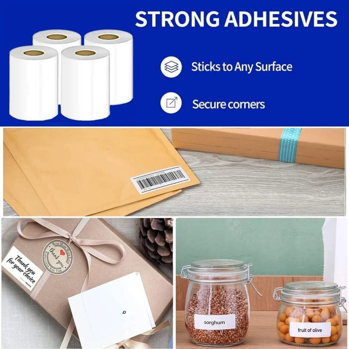 50×80mm Self-Adhesive Thermal Label Rolls with 100 Labels, Works for M100/M110/M220 Printer, Office School Commercial Shipping