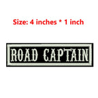 4 Inches Wide Iron On Embroidery White Texts And Border Name Tag PRESIDENT,ORIGINAL,SECRETARY,ROAD CAPTAIN,MEMBER,V. PRESIDENT