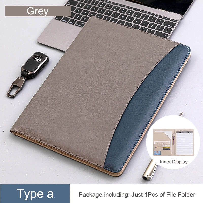 A4 Business Leather Portfolio Padfolio Folder Multifunctional Business Manager Clipboard Document Organizer Office Conference
