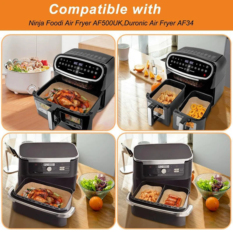 Large Rectangle Air Fryer Disposable Paper Liner 31 cm Nonstick Airfryer Parchment Special Baking Paper for 3-9QT Cooking Basket