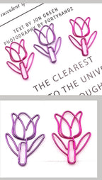 20/50PCS Tulip Paper Clips Kawaii Notebook Planner Bookmarks Korean Stationery Ticket Photo Clip Office Supplies Bookmark Folder