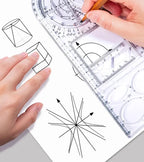 Multifunctional Geometric Function Ruler Set Mathematics Drawing Template Measuring Tool for Art Student School Office Supplies